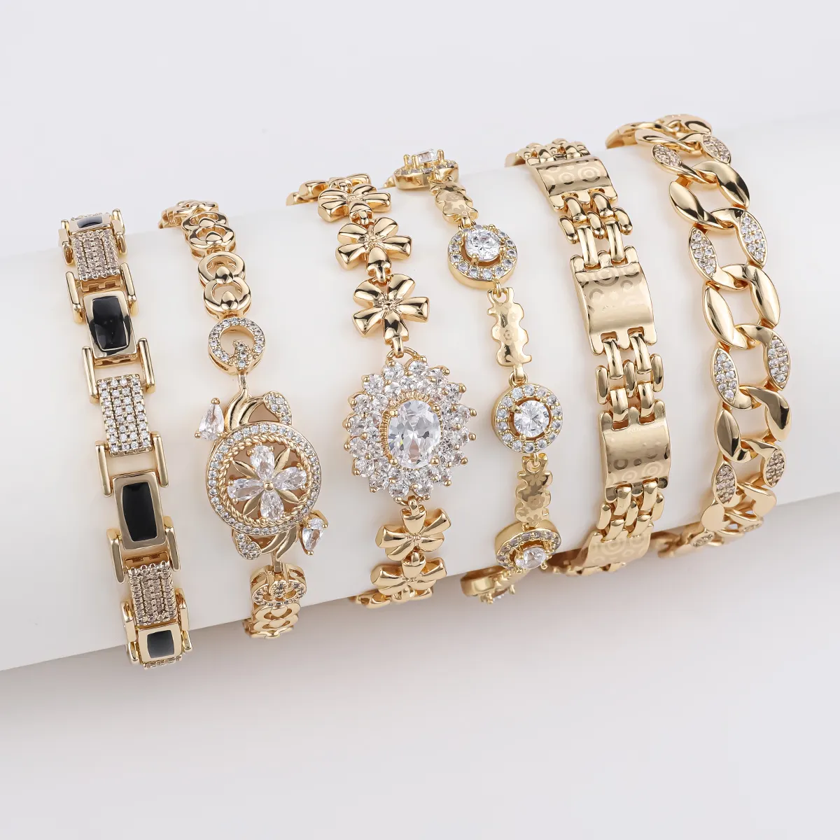 Luxus Frauen vergoldet Frauen Armband Schmuck Zirkon Cuban Oro Miami Armband Pluseras Para Mujer Joyas Hombre Herren Armband