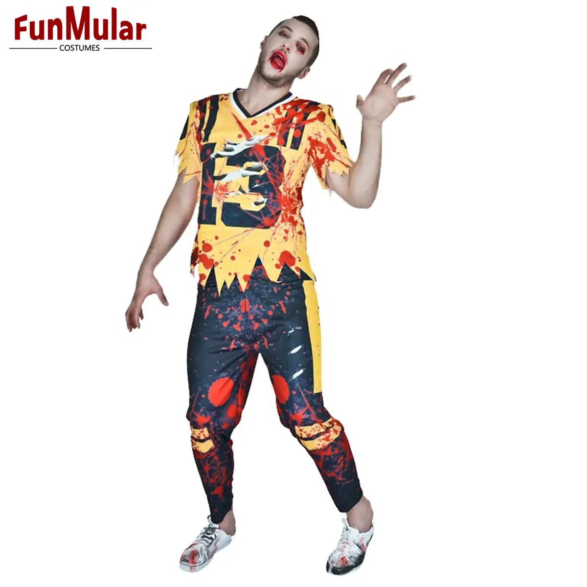 Funmular Halloween Bloodstained Zombie Cheerleader disfraz para hombres Halloween Cosplay traje