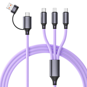 HPY-0007 Universal 2 in 3 Data Transmission <strong>Cable</strong> Multiple Interfaces 1.2m Silicone Fast Charging Usb <strong>Cable</strong> for Phone - Product Image 1