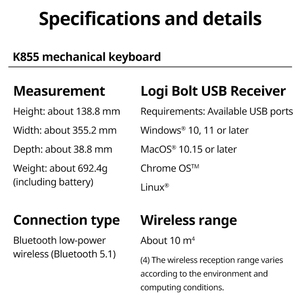 100% Original Logitech MK855Wireless <strong>Bluetooth</strong> <strong>Keyboard</strong> and Mouse Set <strong>Keyboard</strong> Mechanical <strong>Keyboard</strong> With Unifying Receiver - Product Image 6
