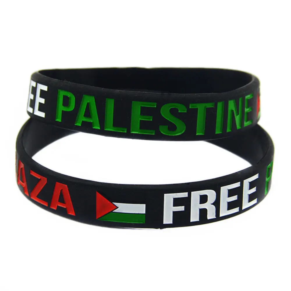 Prix de gros Bracelet élastique en caoutchouc personnalisé Bracelet en silicone gratuit Palestine