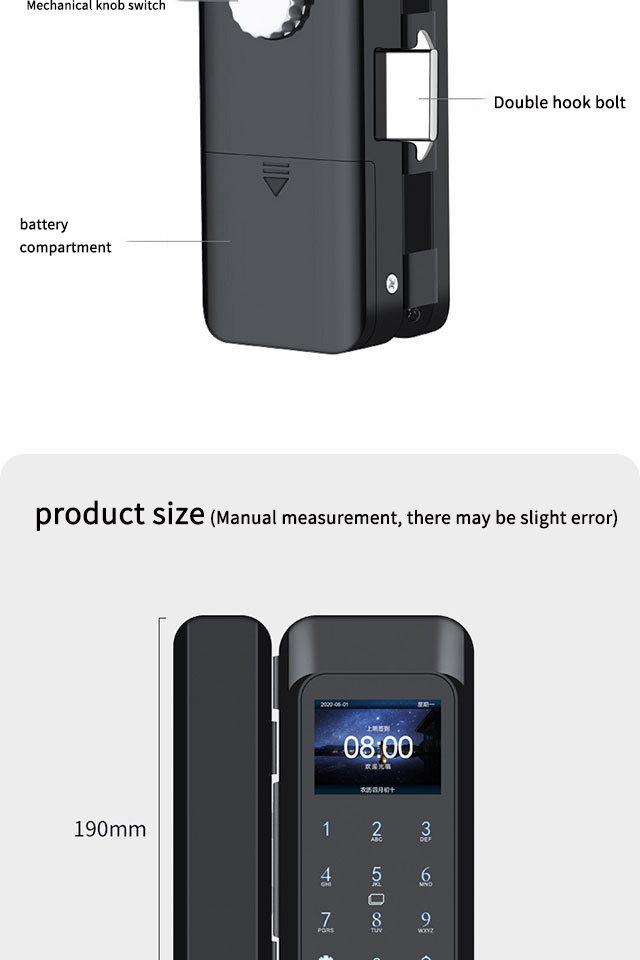 Self-provided doorbell emergency unlocking multifunctional lock password smart door lock serrure intelligente serrure porte lock
