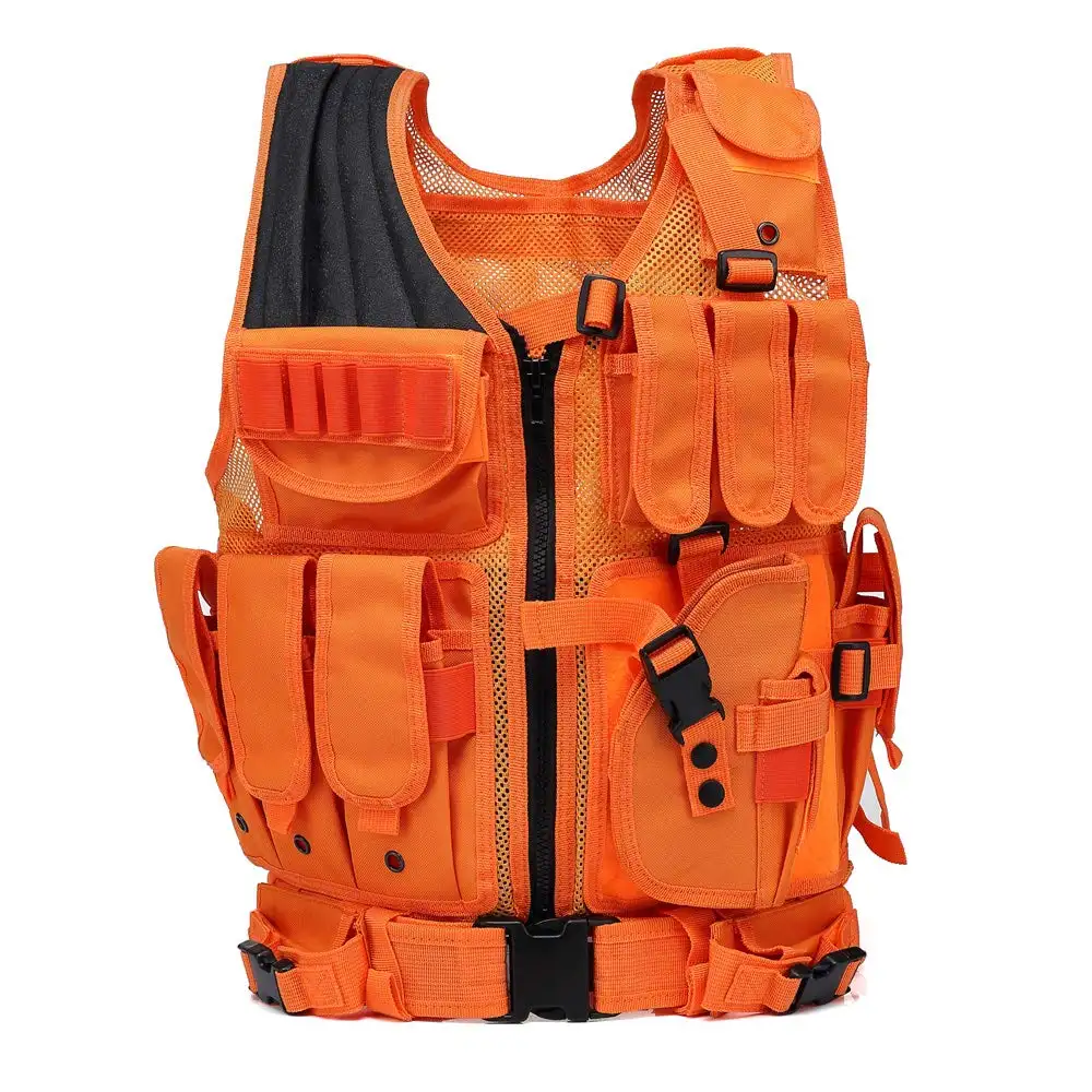 Gujia Fashion Safety Protection Fishing Outdoor Game Sport Training gilet da caccia tattico arancione per uomo