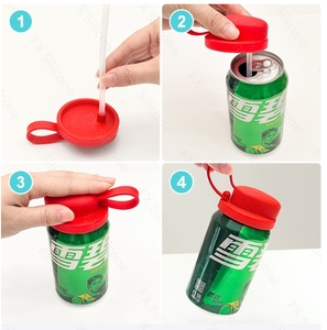 Silicone có thể nắp cho Soda & Cola, chống bụi rò rỉ-proof tái sử dụng uống bìa với rơm lỗ, có ga nước giải khát cap - Product Image 5