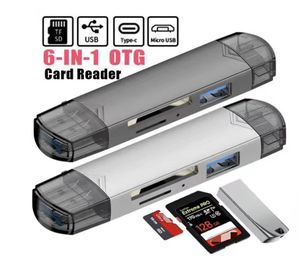 USB3.0 6 in1hub TF Micro SD-Kartenleser OTG-Adapter Typ-C-Anschluss All-in-One-Daten konverter für Telefon Samsung Xiaomi PC