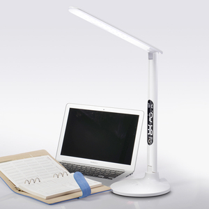 Modern Touch Control LED Table <strong>Lamp</strong> Nice Style Foldable with White Shade <strong>Time</strong> Date Temperature &amp; Week Clock for Study &amp; Work - Product Image 2