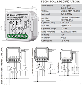 YiHi00 Zigbee 10A 4 canali Smart Switch modulo Zigbee Tuya SmartSwitch modulo relè interruttore per automazione domestica intelligente - Product Image 5