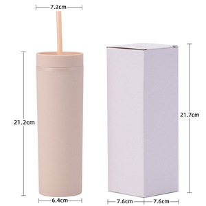 Özel sıska akrilik mat çift duvar 16oz plastik kapak ve saman ile kahve bardağı bardak - Product Image 4