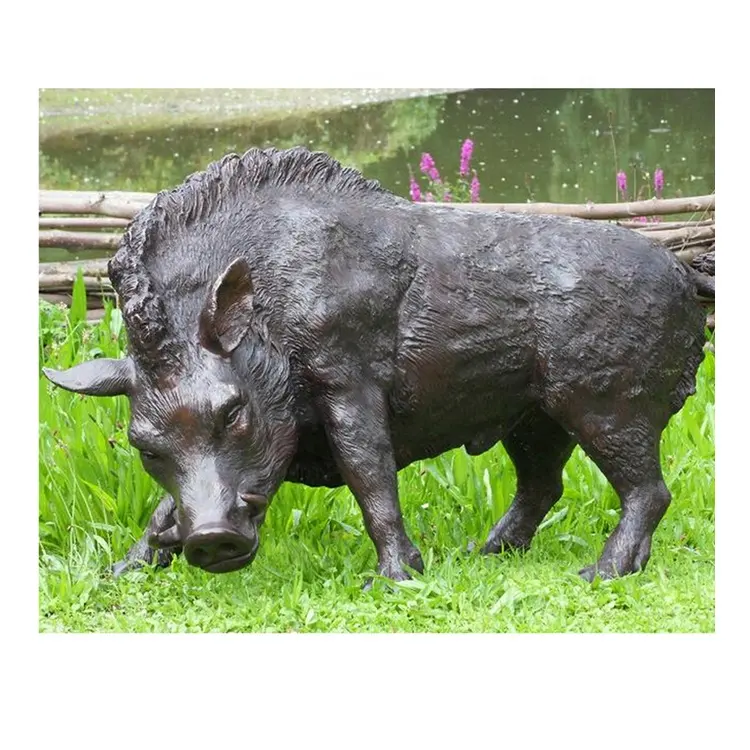 Bronz vahşi hayvan bahçe yaban domuzu heykelleri hayvan domuz heykel