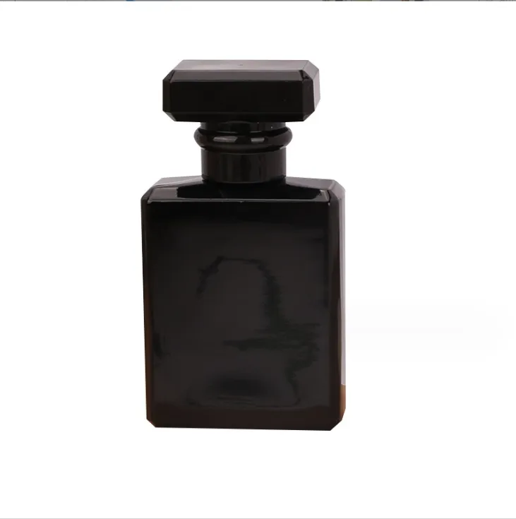 Emballage de bouteille de parfum en verre noir de 100ml flacon pulvérisateur de réapprovisionnement en eau de presse de 50ml emballage cosmétique carré plat flacons vides
