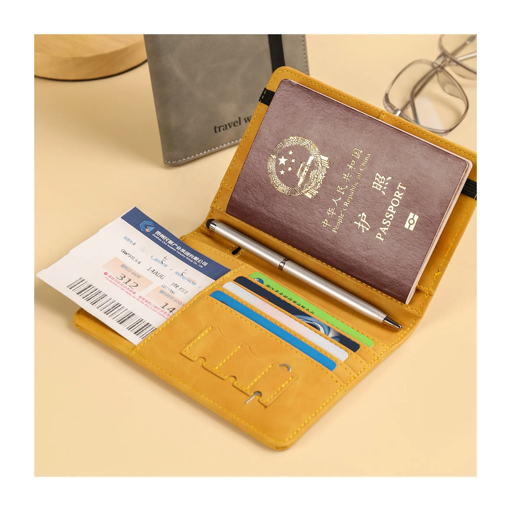 Carteira de viagem para passaporte, carteira multifuncional de alta qualidade em couro pu, herança clássica para viagens de negócios e desfrute de todas as viagens