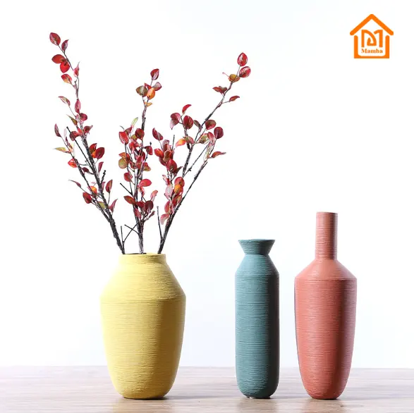 Moderno y simple Morandi florero de cerámica de muebles nórdicos de suave decoración casa decoración florero