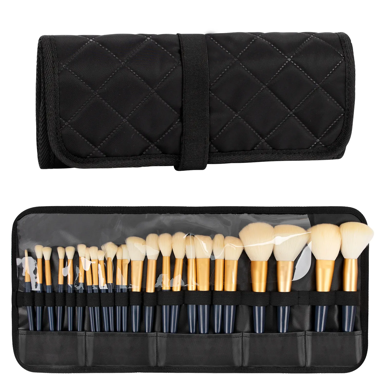 Relavel Hot Selling Professional Roll up Black Waterproof Makeup Cosmetic Brush Pouch Bag