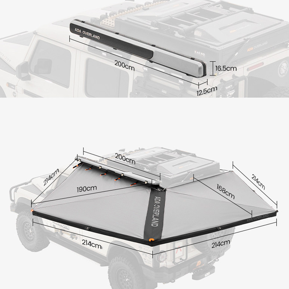 Auvent à coque ABS : 200 cm * 270 degrés