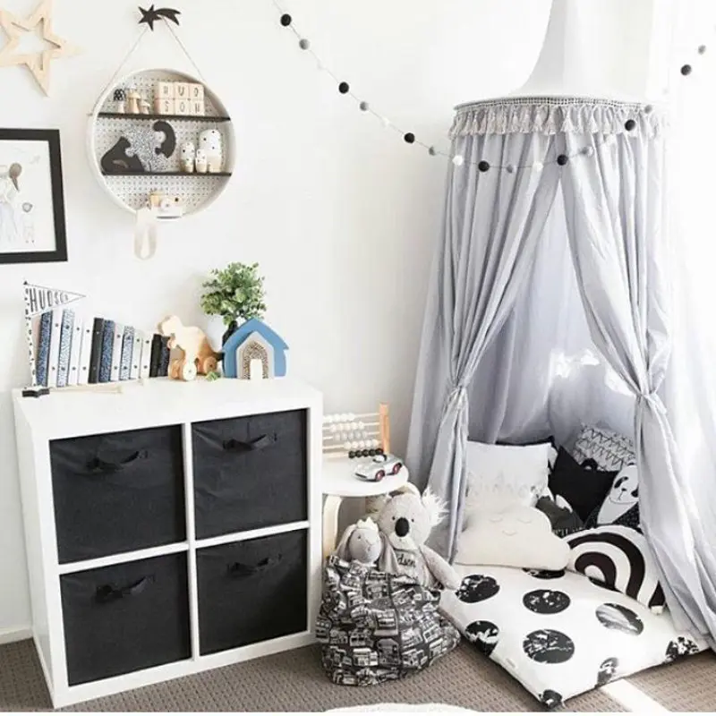 2022 New Hot Sale Grey Chiffon Children Play House Kids Mosquito Net and Hanging Baby Bed Canopy