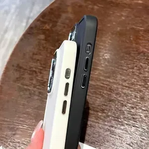 Eletcplated Lens sıvı silikon iPhone için kılıf 14 16 15 11 12 13 Pro Max X XR XS Max 7 8 6 artı düz renk yumuşak kapak - Product Image 5