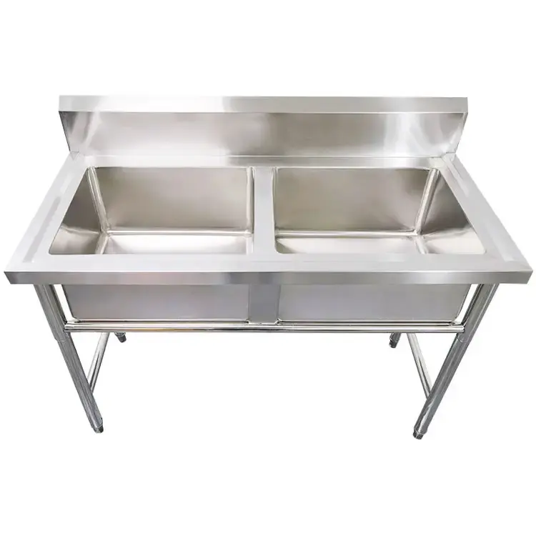 Lyroe Best Sinks Design ODM Fregaderos de cocina comerciales de acero inoxidable Fregadero de doble cuenco con mesa de trabajo