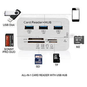 Mini Usb Hub 3.0 çoklu Hub + kart okuyucu COMBO yüksek hız ile MS/SD/M2/TF kart okuyucu 3port USB Splitter göbek kapağı Laptop için - Product Image 4