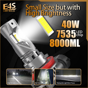 FSYLX E4S גודל הלוגן לרכב נורות led פנסים קדמיים 7535 CSP 40W 8000LM H1 H3 H4 H7 H8 H11 9005 9006 HIR2 פנס ערפל לרכב H7 נורת led