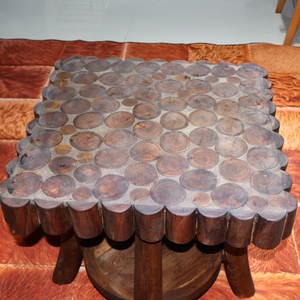 乡村木质智能桌波形方形圆形顶部客厅边桌家用室内实木端茶几 - Product Image 4