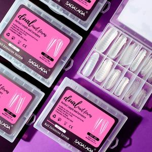 SAGALAGAデュアルフォームポリUVゲル用ネイルモールドスケール付きフルカバーゲル棺ネイルヒント120ピース/箱カスタムラベル - Product Image 2