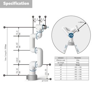 280 di vendita calda M5 a sei assi braccio robotico con Bluetooth ROS Open Source di programmazione Drag insegnamento riconoscimento visivo intelligente - Product Image 2