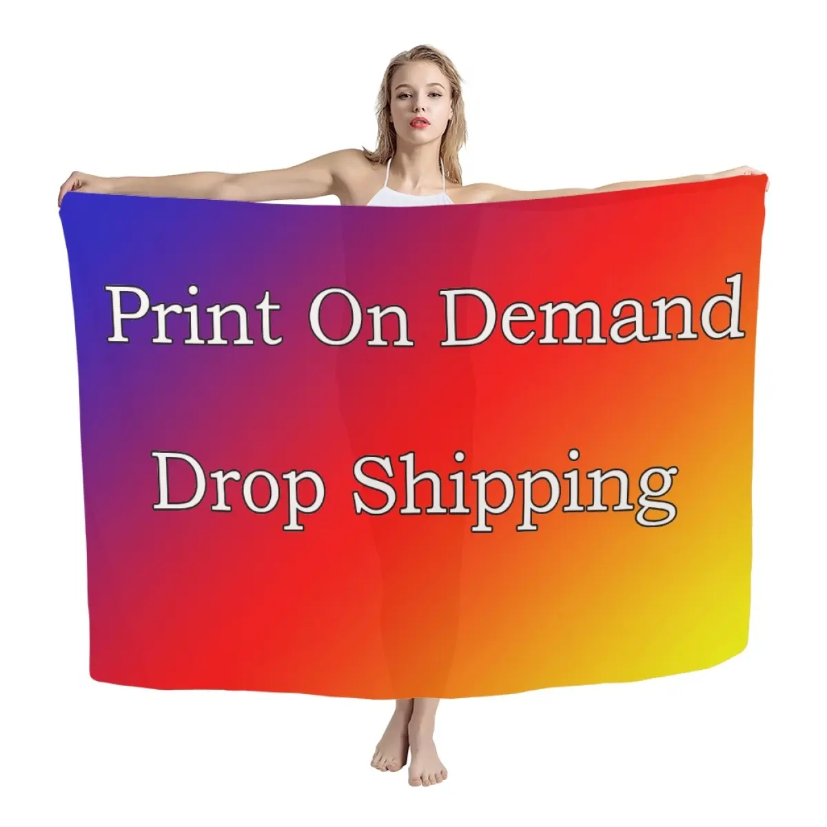 Dropshipping Pareo da spiaggia Sarong per donna POD Custom Long Bikini Wrap gonna produzione Coverups Pareo di alta qualità Dropshipping
