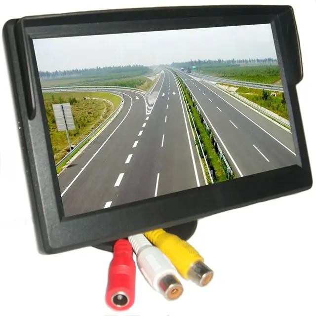 Monitor tampilan belakang mobil, 5 "Tft Lcd Mini 2ch AV Input Video 12 v-35 V Tampilan DVD TV 2 braket pemasangan hisap dudukan dasbor