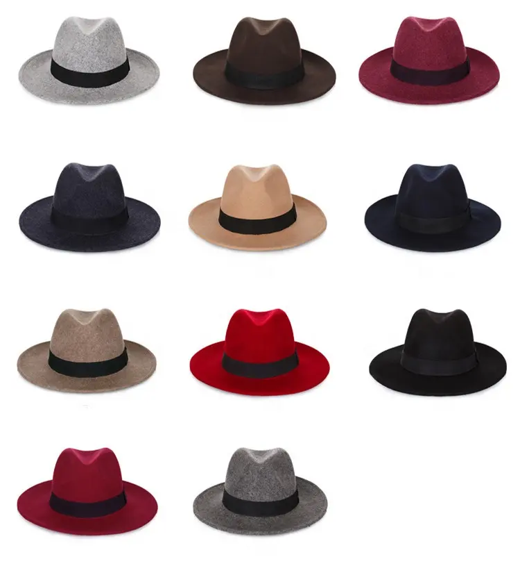 Cappello Panama Fedora a tesa larga in feltro di lana 100% a buon mercato all'ingrosso per donna uomo abito moda invernale Unisex