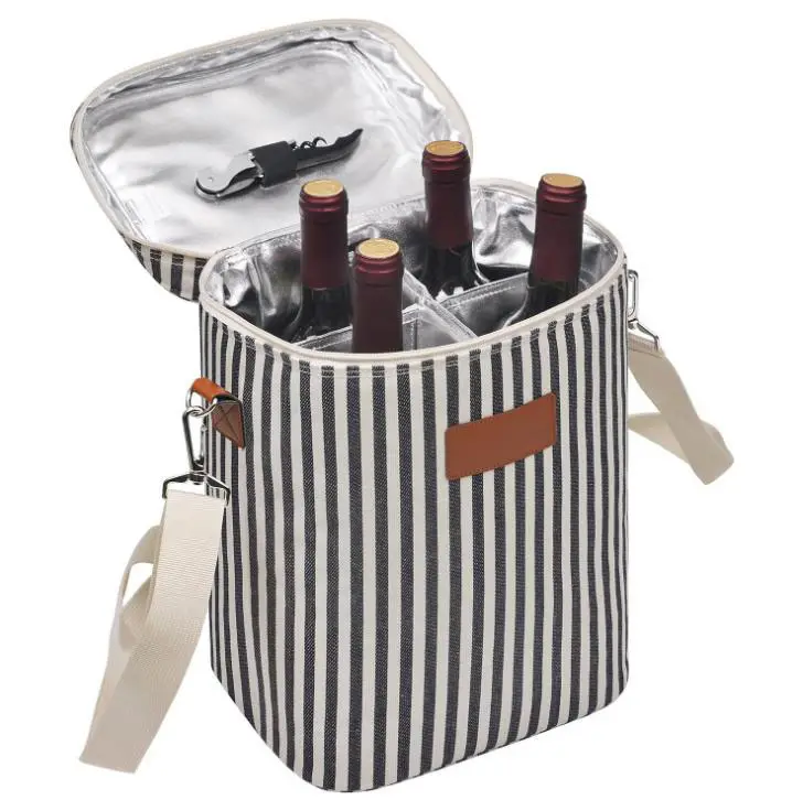 4 Flaschen Travel Padded Wine Carrying Cooler Bag mit Griff und verstellbarem Schulter gurt Weint räger Einkaufstasche