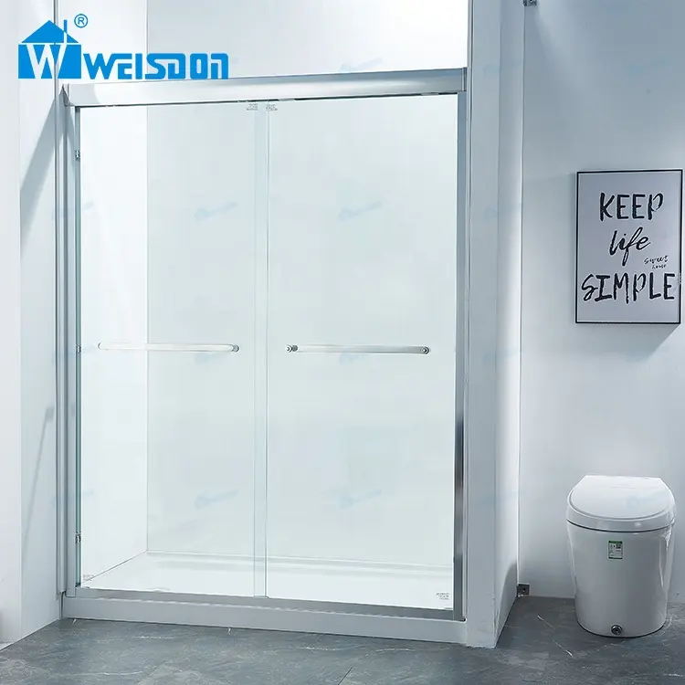 Salle de bain en aluminium de haute qualité avec cadre double porte coulissante en verre trempé matériel de salle de douche