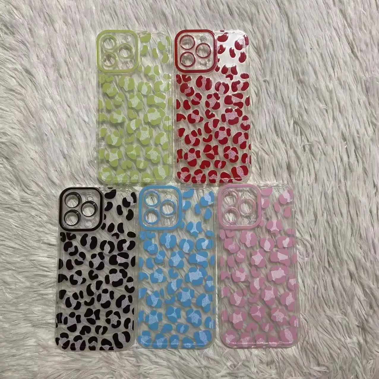 Capa de celular com estampa de leopardo estilo coreano para o iPhone 15, capa macia à prova de choque para Samsung A12 A05S