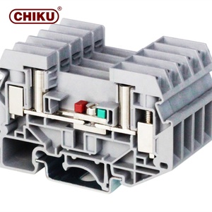 车辙4-TWIN厂家直销Chiku车辙螺纹DIN导轨弹簧接线端子通用一输入二输出接线端子
