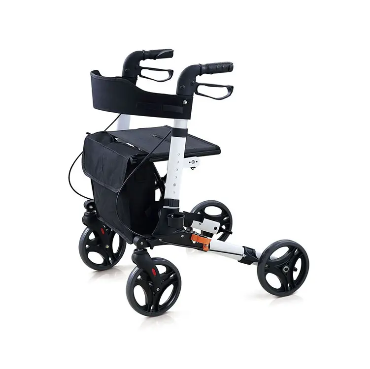 Senyang Nieuwe Opvouwbare Outdoor Lichtgewicht Aluminium Oude Mensen Volwassenen Ouderen Lopen Vouwen Rechtop Walker Rollator Voor Senioren