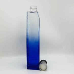 750毫升独特的方形蓝色火石玻璃酒瓶空盒软木盖塞子1000毫升容量扩散器 - Product Image 6