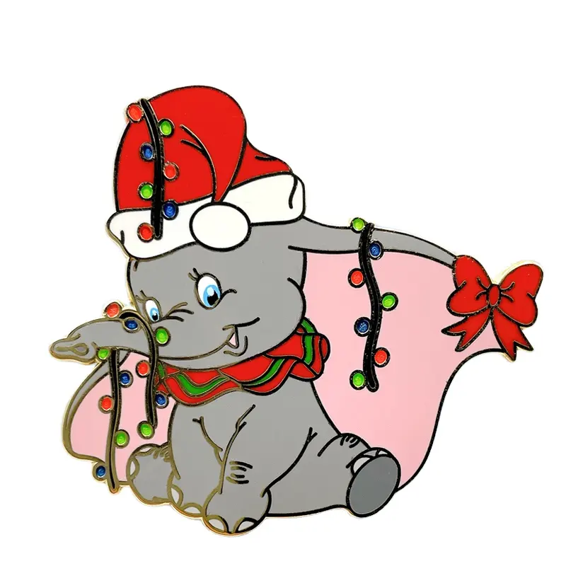 Alfileres de solapa de Navidad populares Diseño personalizado Alfileres de sombrero de animales de alta calidad Pin de esmalte personalizado con purpurina