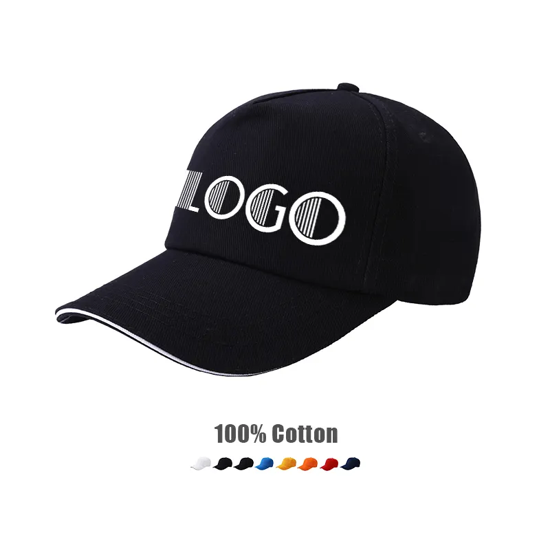 Gorra de béisbol con logotipo personalizado para hombre, gorro de béisbol liso bordado en blanco, 5 paneles deportivos, venta al por mayor