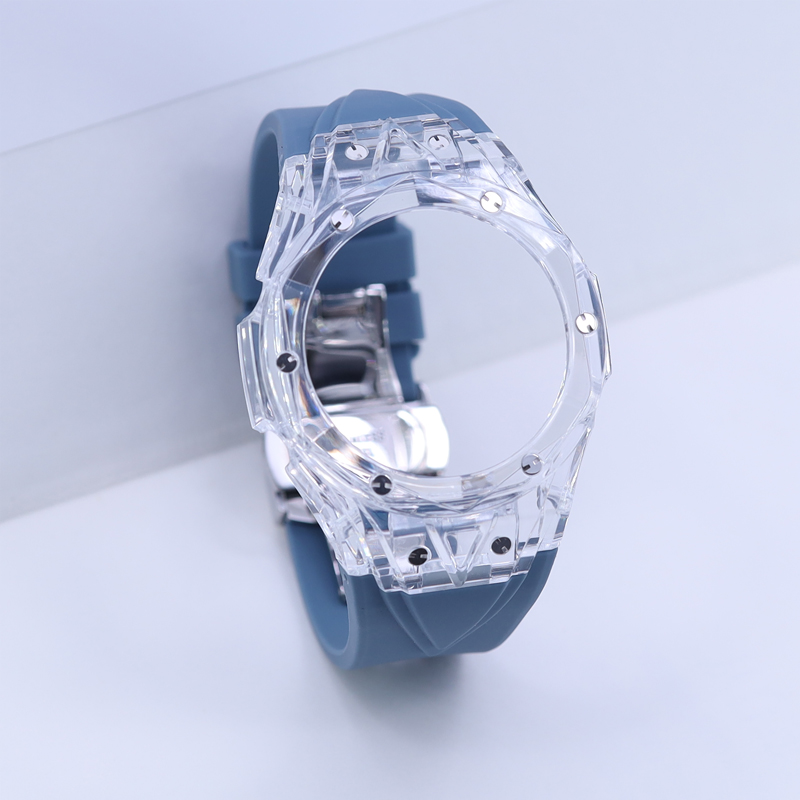 Transparent case grey strap