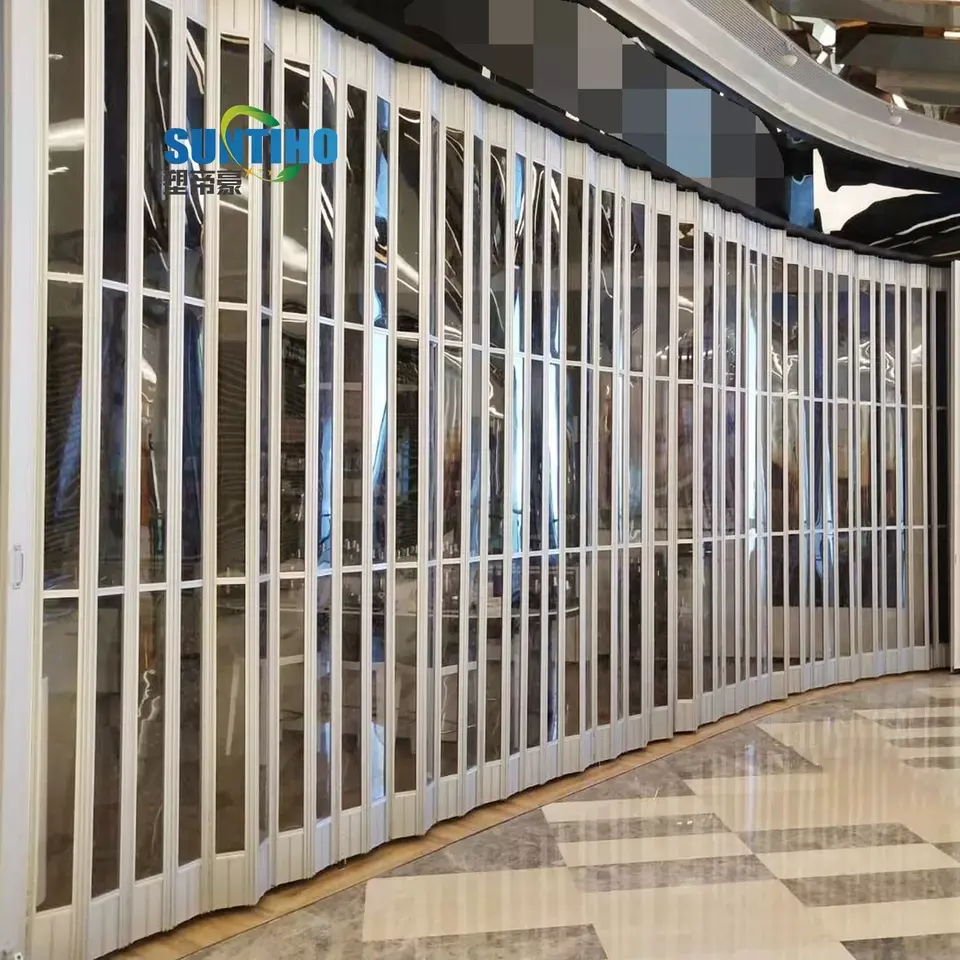 Vente en gros de portes pliantes automatiques transparentes en polycarbonate de haute qualité Portes pliantes intérieures