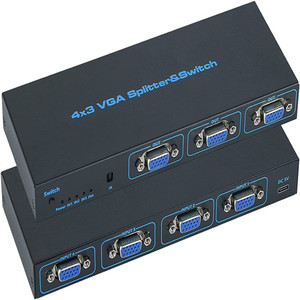 4X3 VGA Splitter&amp;Switch Box with Remote <strong>4</strong> <strong>Input</strong> 3 <strong>Output</strong> - Product Image 1