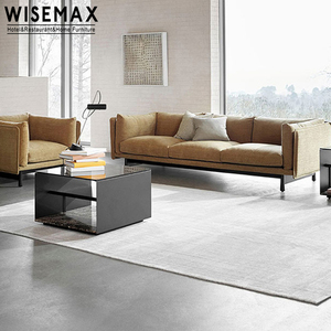 WISEMAX ריהוט נורדי מודרני מינימליסטי זול קטן דירה אני צורת 3 מושבים פשתן בד מתכת רגליים סלון ספות