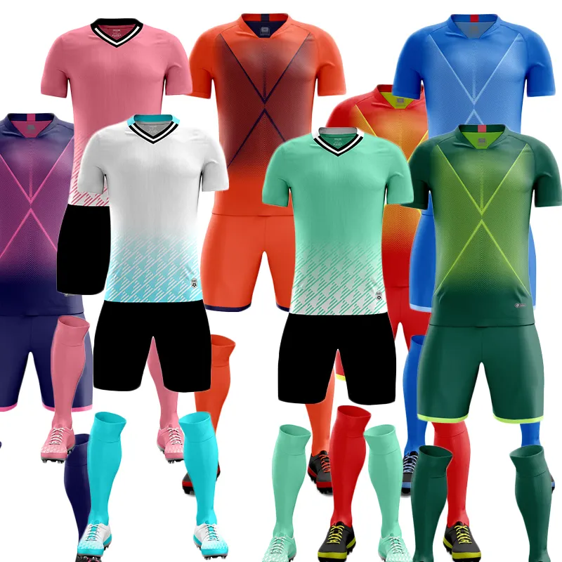 Camisetas de fútbol personalizadas de alta calidad, conjunto completo de sublimación, impresión digital, kits de fútbol