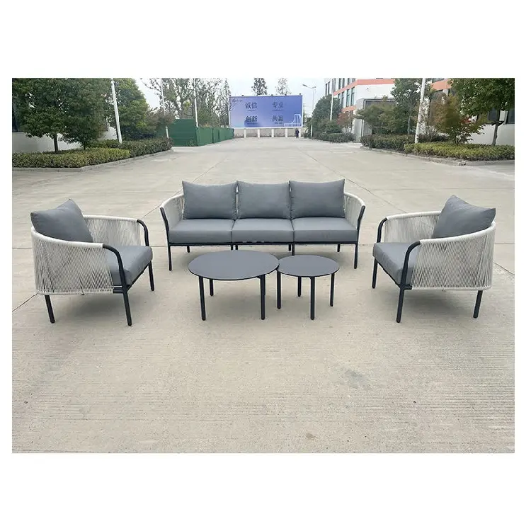 Conjunto de muebles de exterior de 3 plazas, set de sofás de jardín de lujo y duraderos con marco de aluminio, tamaño personalizado