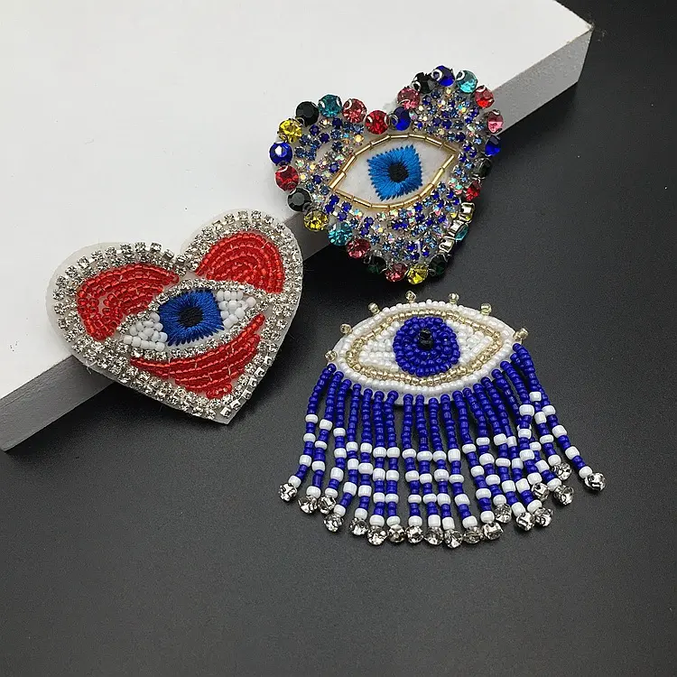 ZSY Fashion custom beaded heart/eyes sew on handmade patch per indumento/borsa/scarpe/cappello