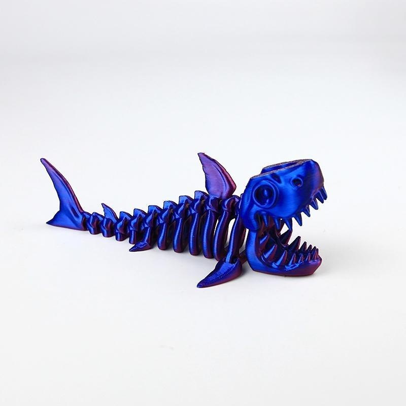 15cm red and blue bone shark