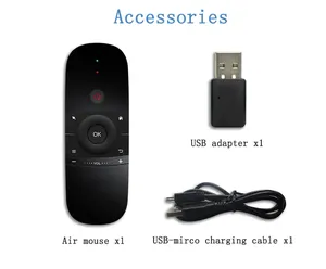 Teclado y ratón W1 Air Mouse 2,4G del mercado europeo con juegos de detección giroscópica, control remoto, funciona para Android TV Box - Product Image 6