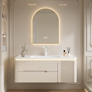 <span class=keywords><strong>LED</strong></span> mutfak dolabı seti meşe lake ve su geçirmez bir seramik lavabo zemin ayakta Vanity ile Modern lüks banyo banyo aynası