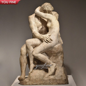 Коллекция YOUFINE: Декоративная скульптура «Поцелуй» Огюста Родина из классического белого мрамора, романтическая статуя пары - Product Image 6