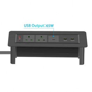 Enchufe de mesa oculto de 65W montado Manual abatible hacia arriba giratorio Multi enchufe de aluminio Conferencia enchufe de escritorio para oficina - Product Image 3