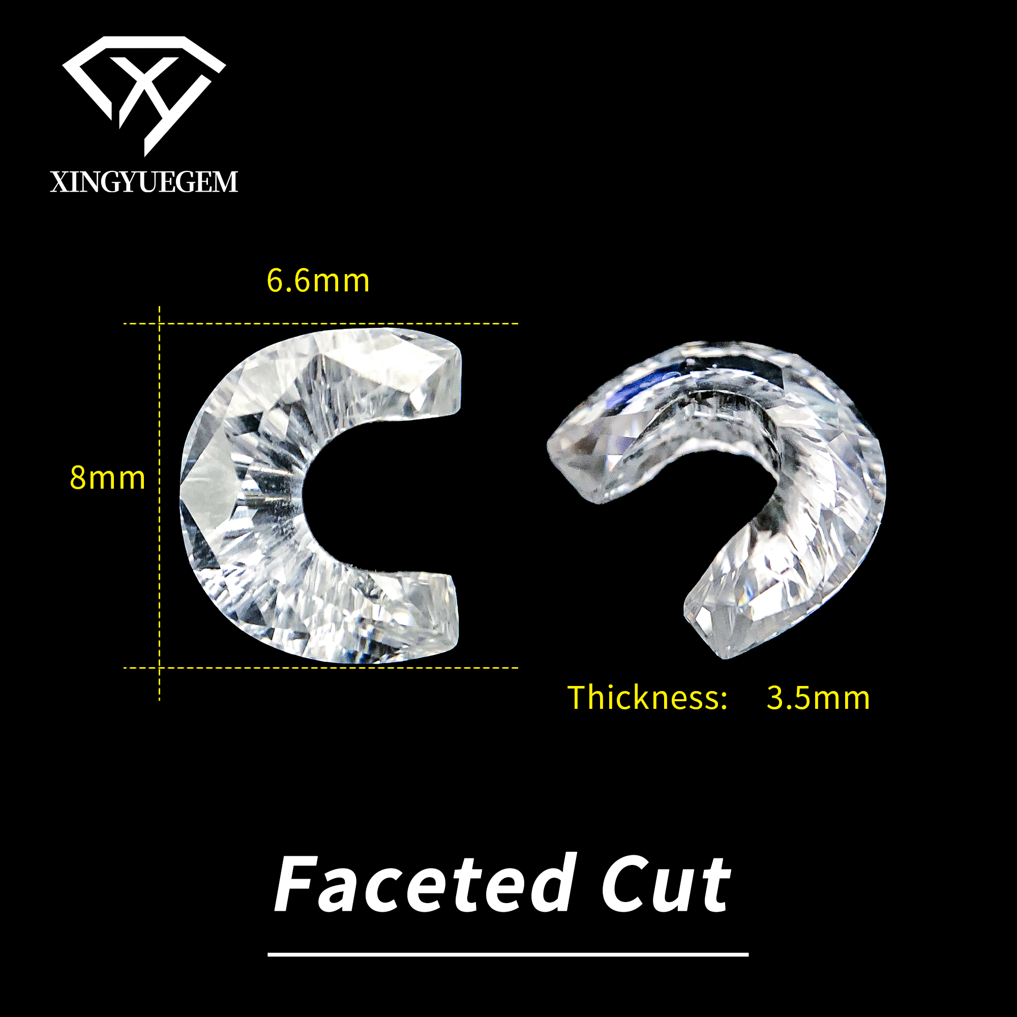 C White Faceted Cut